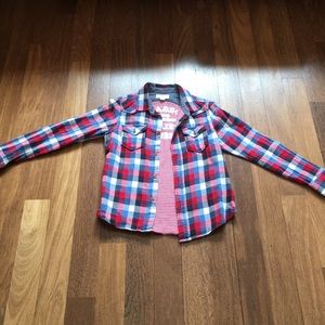 Diesel plaid flannel shirt boys red/blue Size 14